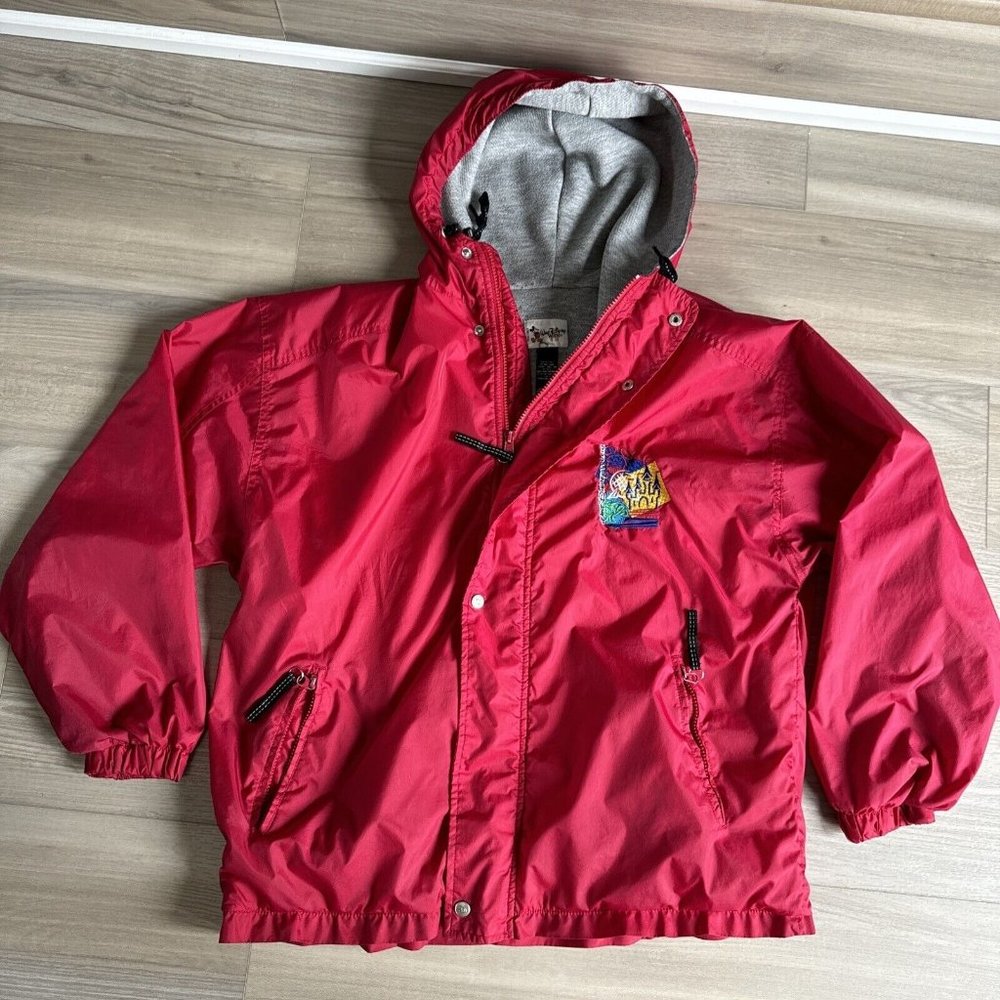Vintage Walt Disney World Red Mickey Mouse Embroidered Hooded Jacket Medium